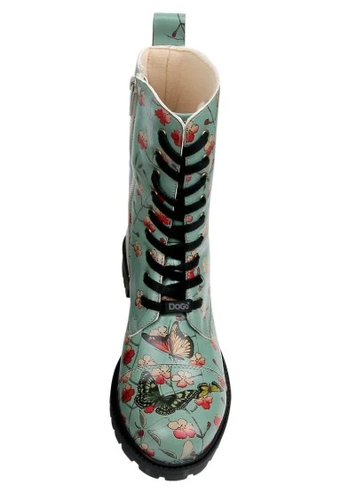 Femme Cuir Vegan Turquoise Bottes Longues à Glissière - Your Wings, Your Dreams Motif - 