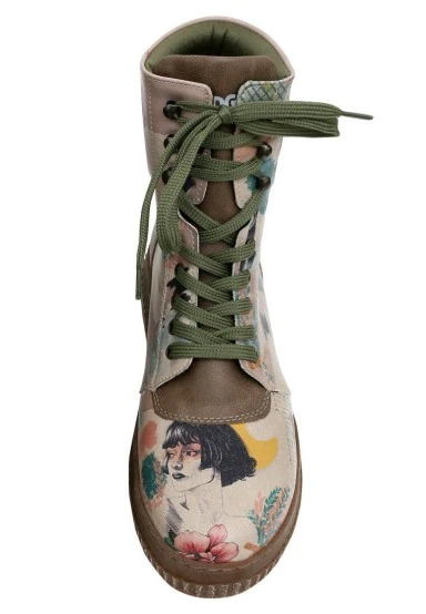 Femme Cuir Vegan Multicolore Bottes Longues - Sonnet From Life Motif - 