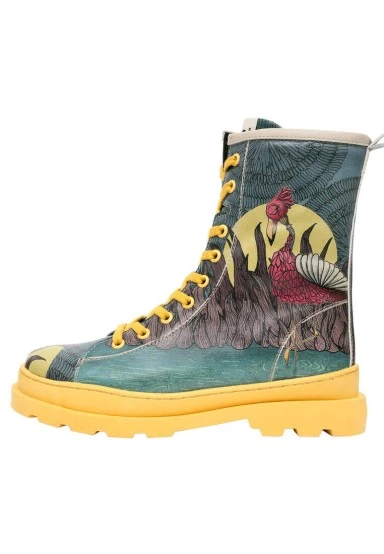 Femme Cuir Vegan Multicolore Bottes longues à glissière - Gracefulness Motif - 