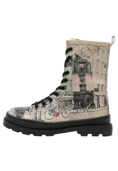 Femme Cuir Vegan Beige Bottes longues à glissière - bonjour paris Motif - 