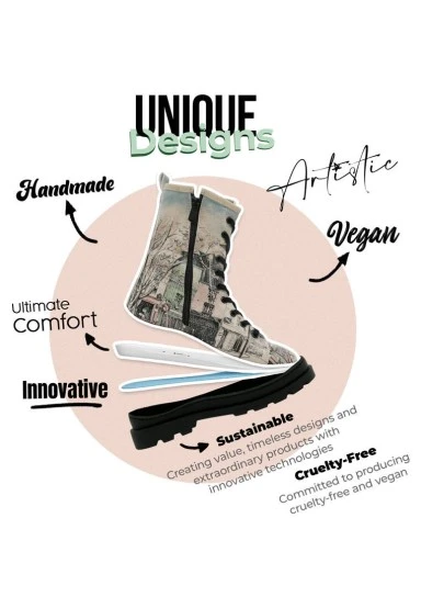 Femme Cuir Vegan Beige Bottes longues à glissière - bonjour paris Motif - 