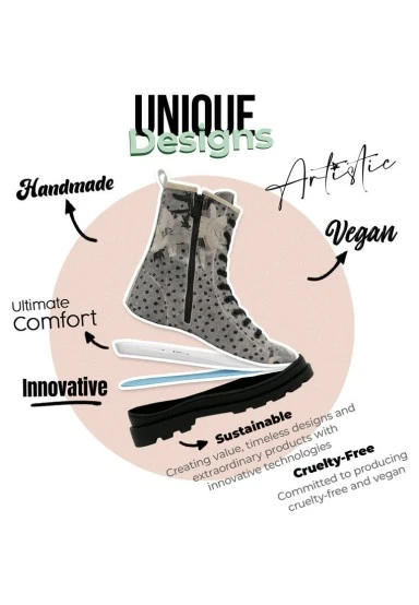 Femme Cuir Vegan Gris Bottes longues à glissière - Black dress Motif - 