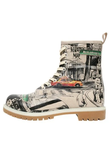 Femme Cuir Vegan Multicolore Bottes Longues - Broadway Motif - 