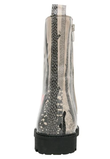 Femme Cuir Vegan Noir Bottes Longues à Glissière - You are the Colour of My Life Motif - 