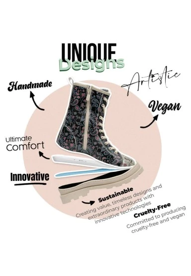 Femme Cuir Vegan Multicolore Bottes Longues - Promise You Motif - 
