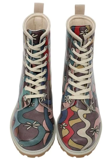 Femme Cuir Vegan Multicolore Bottes Longues - Never Stop Dreaming Motif - 