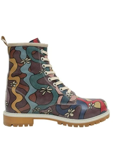 Femme Cuir Vegan Multicolore Bottes Longues - Never Stop Dreaming Motif - 