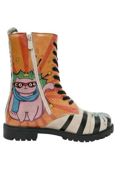 Femme Cuir Vegan Multicolore Bottes Longues - Dogo Cool Motif - 