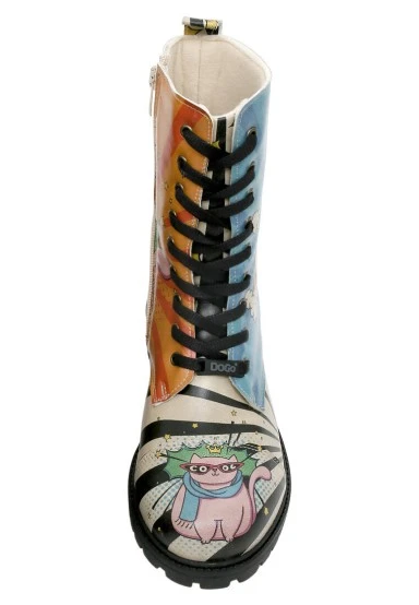 Femme Cuir Vegan Multicolore Bottes Longues - Dogo Cool Motif - 