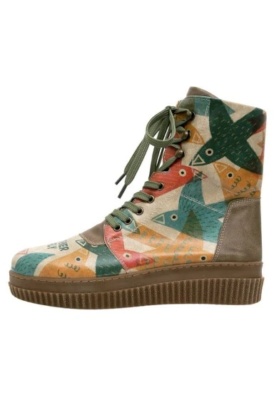 Femme Cuir Vegan Multicolore Bottes Longues - Together We Fly Motif - 