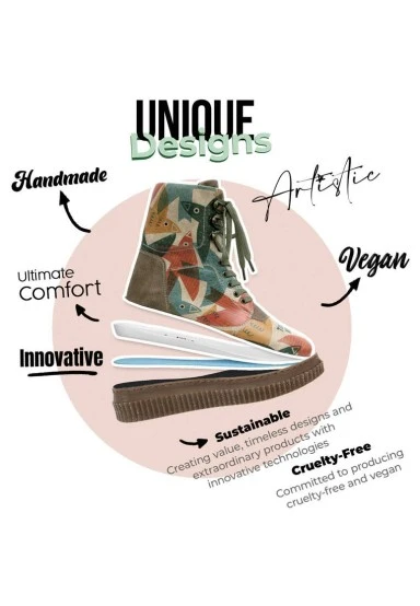 Femme Cuir Vegan Multicolore Bottes Longues - Together We Fly Motif - 