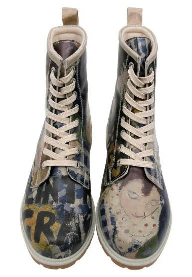 Femme Cuir Vegan Multicolore Bottes Longues - Les Peintres Motif - 