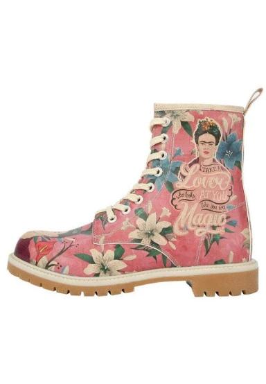 Femme Cuir Vegan Multicolore Bottes Longues - Like You Are Magic Frida Kahlo Motif - 