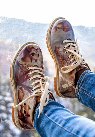 Femme Cuir Vegan Multicolore Bottines - These are Ma Nuts Motif - 