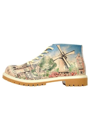 Femme Cuir Vegan Multicolore Bottines Zippées - Little by Little one Travels Far Motif - 