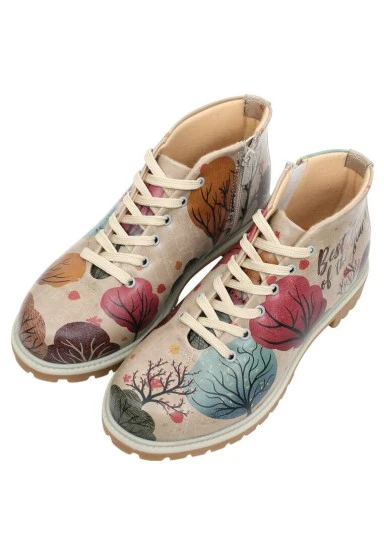 Femme Cuir Vegan Multicolore Bottines Zippées - Best Time of the Year Motif - 