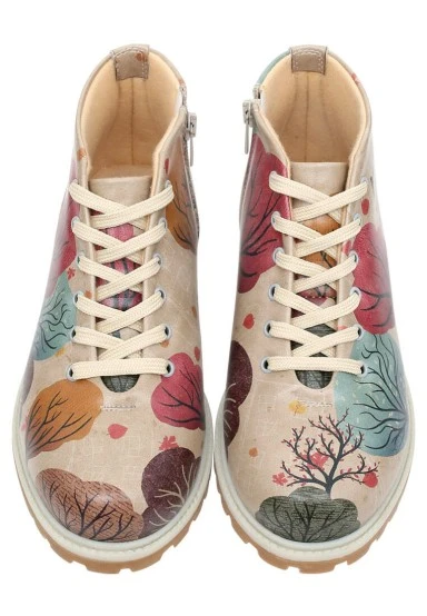 Femme Cuir Vegan Multicolore Bottines Zippées - Best Time of the Year Motif - 