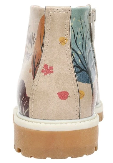 Femme Cuir Vegan Multicolore Bottines Zippées - Best Time of the Year Motif - 