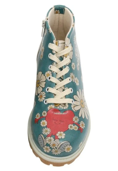 Femme Cuir Vegan Multicolore Bottines - Show Yourself More Love Motif - 