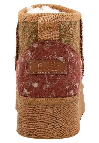 Femme Cuir Vegan Brun Bottines Doublées en Peluche - Camping Scooby Doo Motif - 