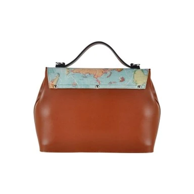 Femme Cuir Vegan Brun Sac à Main - Explore Motif - 