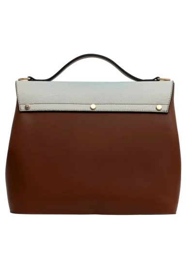 Femme Cuir Vegan Brun Sac à Main - Burano Island Motif - 