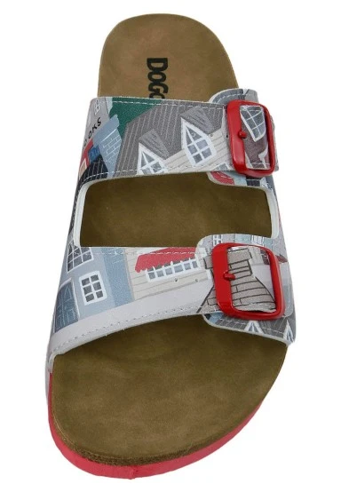 Femme Cuir Vegan Brun Sandales - Old Town Motif - 