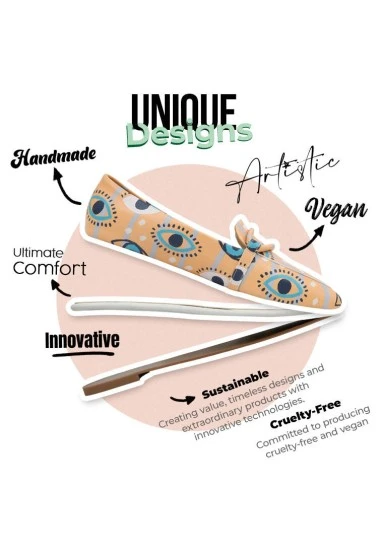 Femme Cuir Vegan Orange Chaussures Plates - See You Motif - 
