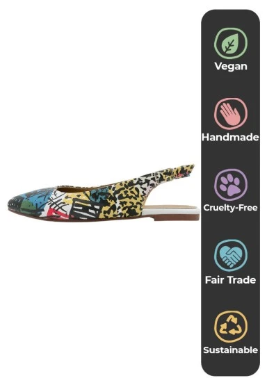Femme Cuir Vegan Multicolore Chaussures Plates - Eternal Swirl Motif - 