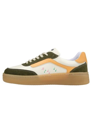 Femme Cuir Vegan Crème Baskets - Warner Bros Looney Tunes Sylvester and Tweety Motif - 