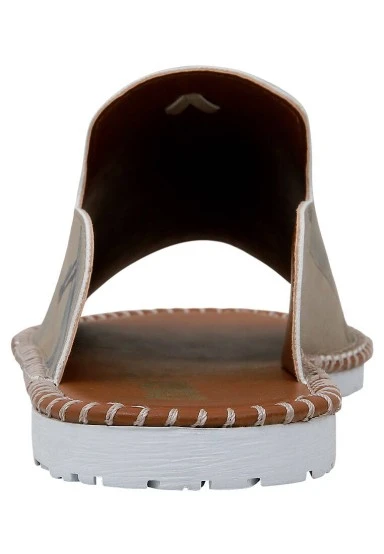 Femme Cuir Vegan Creme Chaussons - Paperflower Motif - 