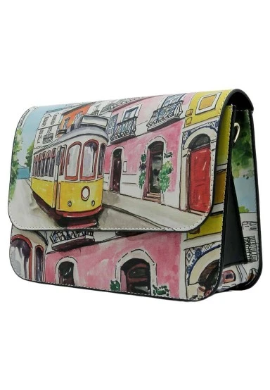 Femme Cuir Vegan Crème Sac à Main - Lisboa Motif - 