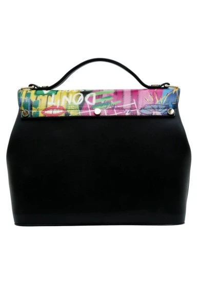 Femme Cuir Vegan Crème Sac à Main - No More Drama Motif - 