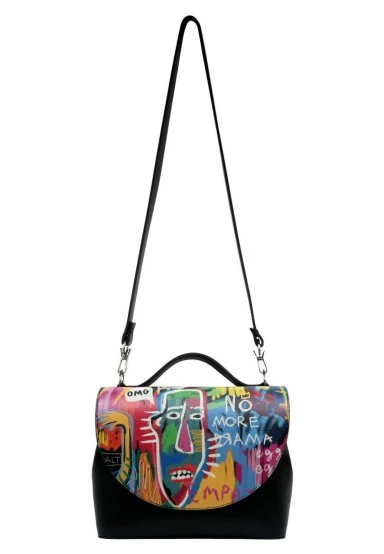 Femme Cuir Vegan Crème Sac à Main - No More Drama Motif - 