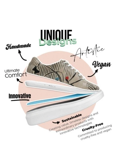 Femme Cuir Vegan Gris Baskets - Tiny But Mighty Motif - 