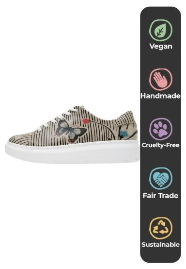 Femme Cuir Vegan Gris Baskets - Tiny But Mighty Motif - 