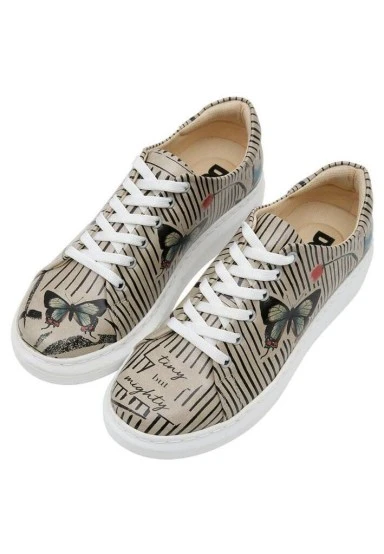 Femme Cuir Vegan Gris Baskets - Tiny But Mighty Motif - 