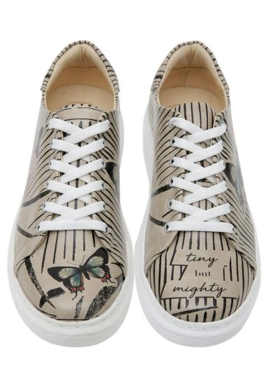 Femme Cuir Vegan Gris Baskets - Tiny But Mighty Motif - 