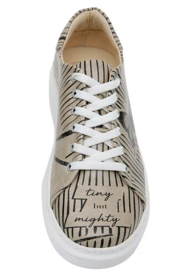 Femme Cuir Vegan Gris Baskets - Tiny But Mighty Motif - 
