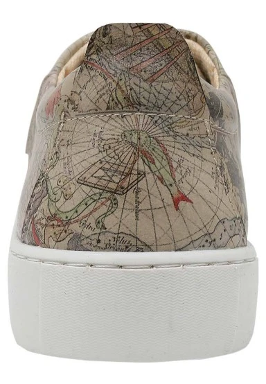Femme Cuir Vegan Gris Baskets - Astronomy Map Motif - 