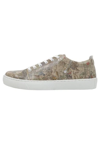 Femme Cuir Vegan Gris Baskets - Astronomy Map Motif - 