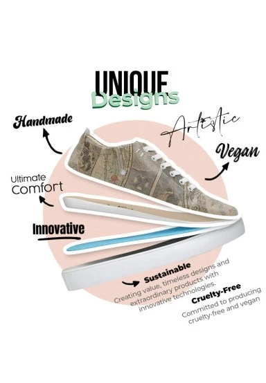 Femme Cuir Vegan Gris Baskets - Astronomy Map Motif - 