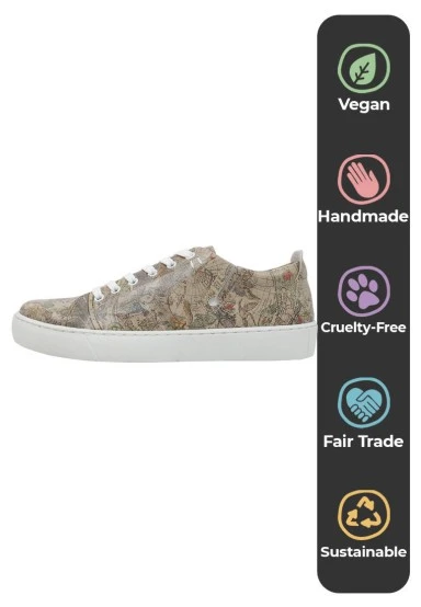 Femme Cuir Vegan Gris Baskets - Astronomy Map Motif - 