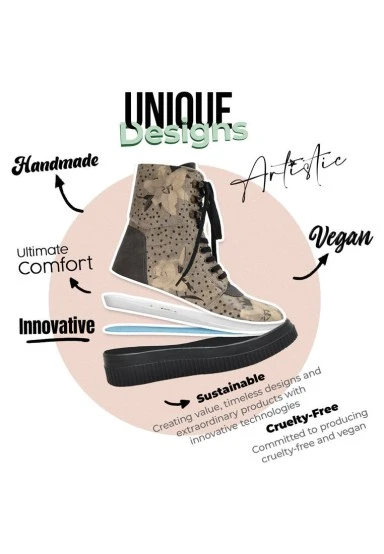 Femme Cuir Vegan Gris Bottes Longues - Black Dress Motif - 