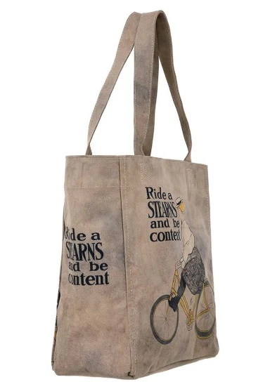 Femme Vegan Gris Large Tote Bag - Rider Woman Motif - 