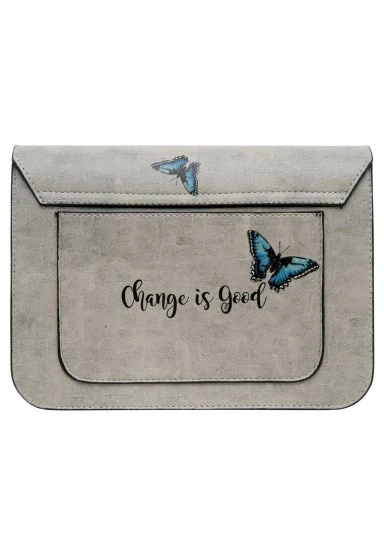 Femme Cuir Vegan Gris Sac à Main - Change is Good Motif - 