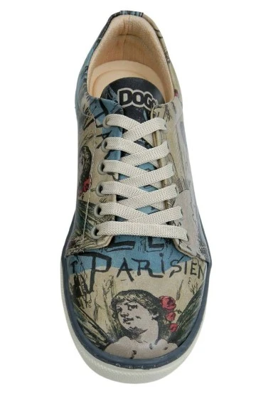 Femme Cuir Vegan Jaune Baskets - Le Parisien Motif - 