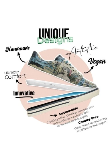 Femme Cuir Vegan Jaune Baskets - Le Parisien Motif - 