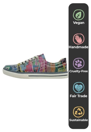 Femme Cuir Vegan Jaune Baskets - No More Drama Motif - 