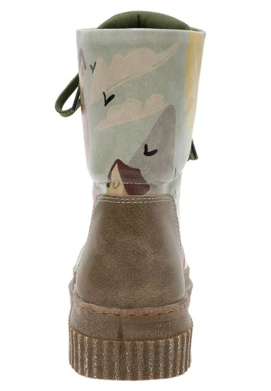 Femme Cuir Vegan Kaki Bottes Longues - State Of Bliss Motif - 